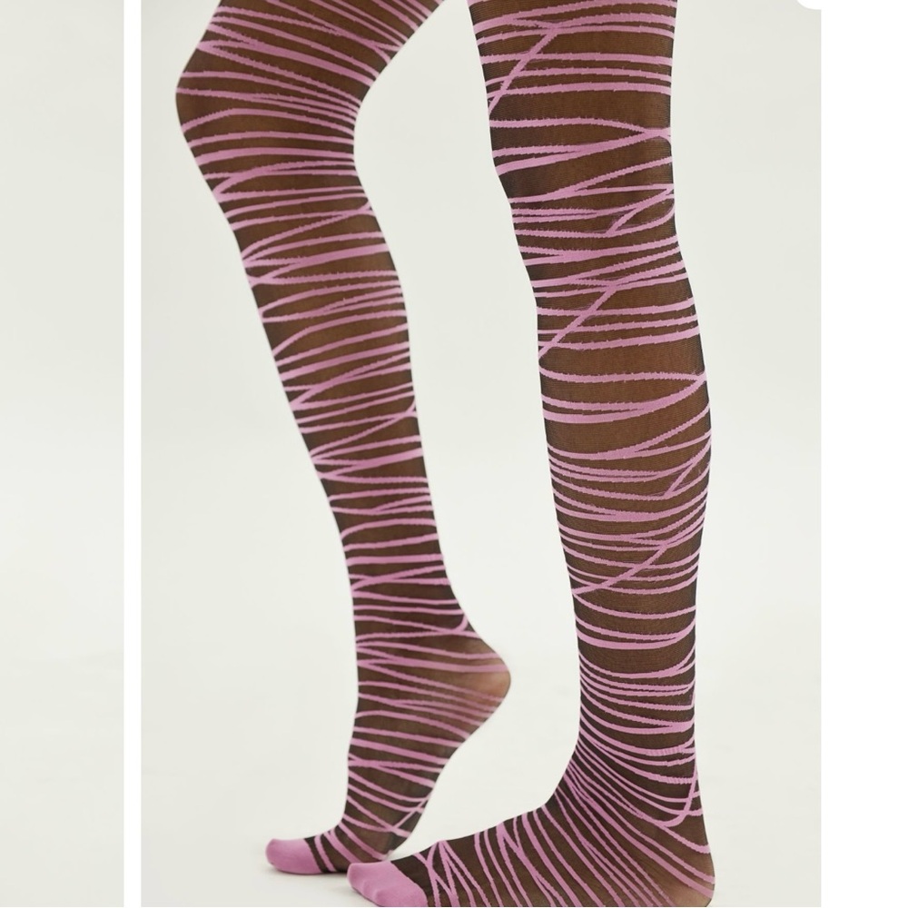 Urban  Outfitters Lots of Lines Tights in Pink/Black